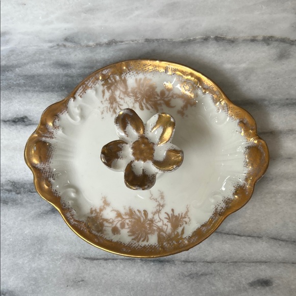 Vintage Porcelain Gold & Cream Ring/Trinket Holder, Made in France 🇫🇷 - Picture 1 of 9